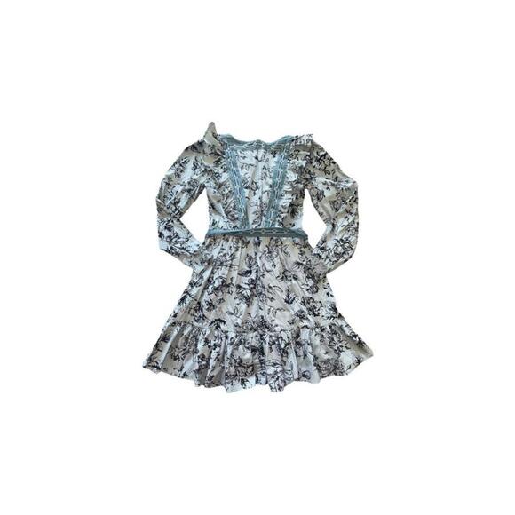 womens anthropologie blue pattern wrap long sleeve dress size XXS $170 - Picture 9 of 9